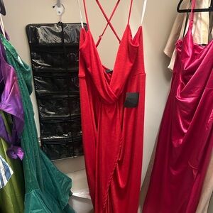 Lulu's Striking Red Midi Dress